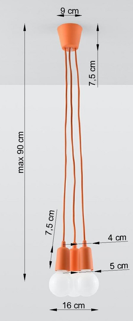 Lampa wisząca DIEGO 3 pomarańczowy