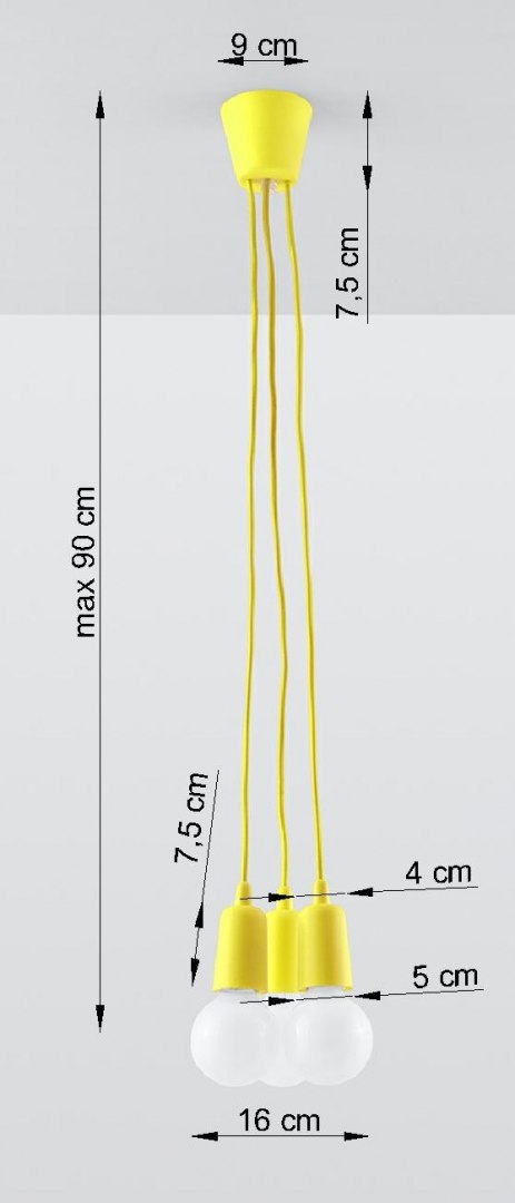 Lampa wisząca DIEGO 3 żółta