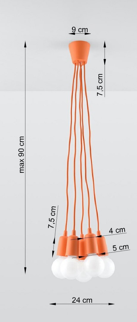 Lampa wisząca DIEGO 5 pomarańczowy