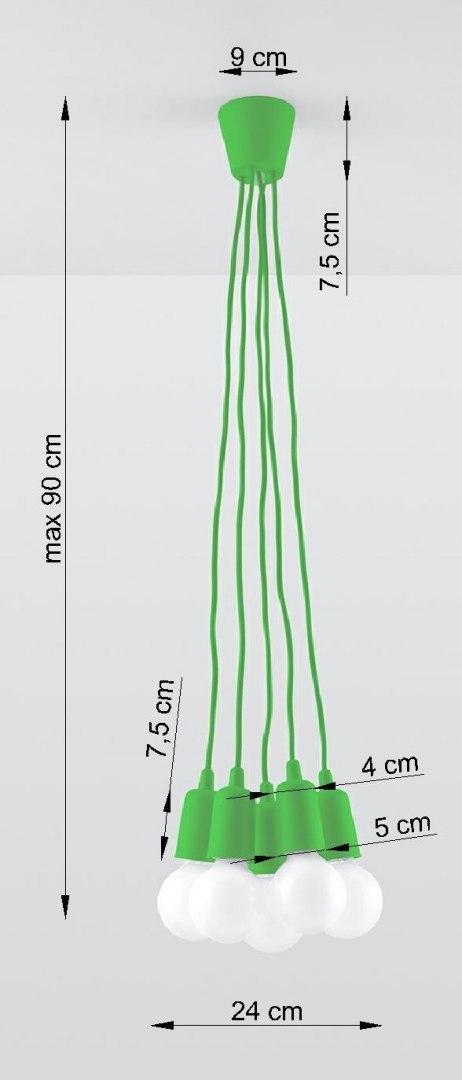 Lampa wisząca DIEGO 5 zielony