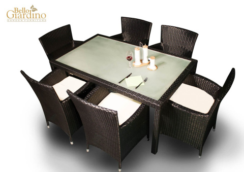 Zestaw stołowy ogrodowy CAPITALE technorattan brąz