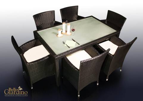 Zestaw stołowy ogrodowy CAPITALE technorattan brąz