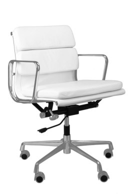 Fotel biurowy CH2171T biała skóra chrom