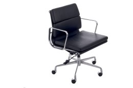 Fotel biurowy CH2171T czarna skóra chrom