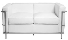 Sofa 2-osobowa Kubik biała skóra TP