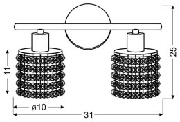 LAMPA ŚCIENNA CANDELLUX ROYAL 92-36257 LISTWA G9 CHROM + KRYSZTAŁKI CZARNE