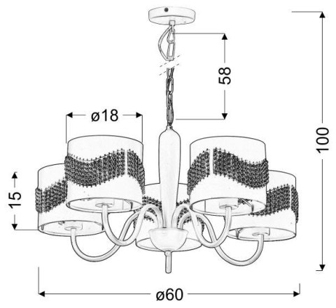 LAMPA SUFITOWA WISZĄCA CANDELLUX ANTONIO 35-23001 E27 BIAŁY