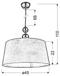 LAMPA SUFITOWA WISZĄCA CANDELLUX CLARA 31-21601 E27 CHROM / BIAŁY