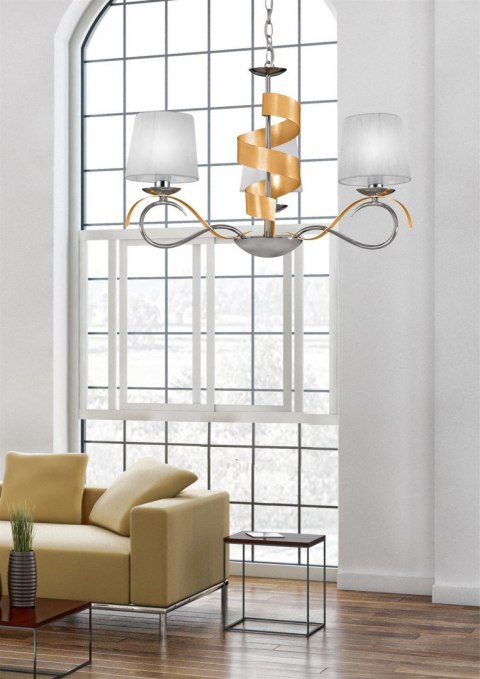 LAMPA SUFITOWA WISZĄCA CANDELLUX DENIS 33-23421 E14 CHROM / ZŁOTY
