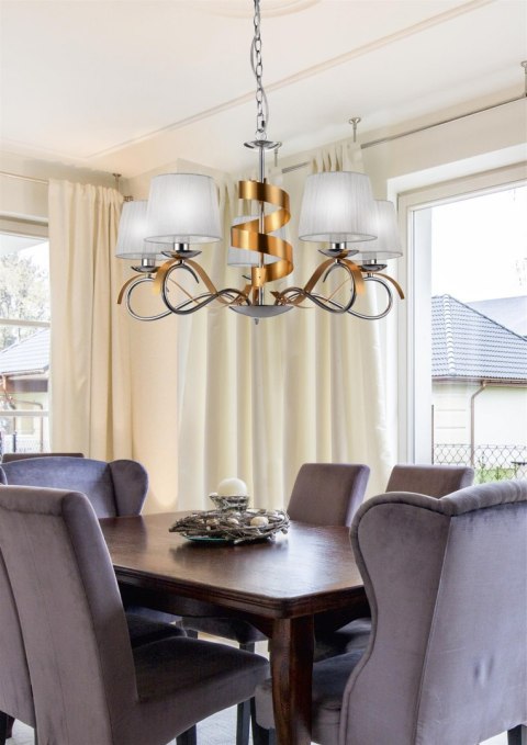 LAMPA SUFITOWA WISZĄCA CANDELLUX DENIS 35-23445 E14 CHROM / ZŁOTY