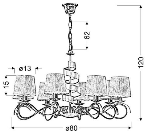 LAMPA SUFITOWA WISZĄCA CANDELLUX DENIS 38-23469 E14 CHROM/ZŁOTY