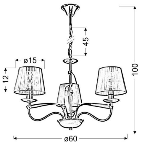 LAMPA SUFITOWA WISZĄCA CANDELLUX DIVA 33-55057 E14 CHROM / ZŁOTY