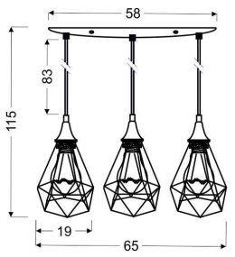 LAMPA SUFITOWA WISZĄCA CANDELLUX GRAF 33-62901 E27 CZARNY