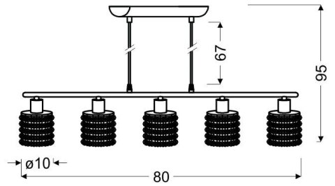 LAMPA SUFITOWA WISZĄCA CANDELLUX ROYAL 35-35724 G9 CHROM+KRYSZTAŁKI CZARNE
