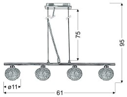 LAMPA SUFITOWA WISZĄCA CANDELLUX SPHERE 34-14047 G9 CHROM