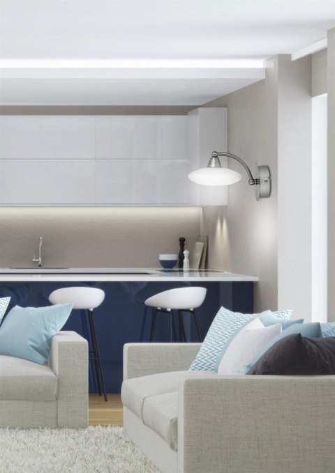 LAMPA ŚCIENNA KINKIET CANDELLUX ELISA 21-05857 G9 SATYNA-NIKIEL+BIAŁE SZKŁO PROMOCJA