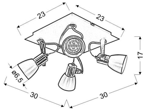 LAMPA SUFITOWA CANDELLUX MARKUS 98-35639-M PLAFON GU10 CZARNY+MIEDZIANY
