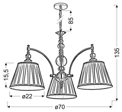 LAMPA SUFITOWA WISZĄCA CANDELLUX AUSTIN 33-13842 E14 PATYNA