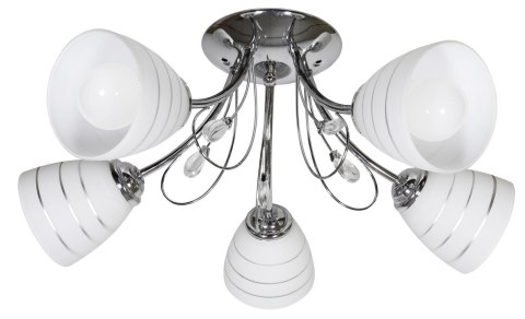 LAMPA SUFITOWA WISZĄCA CANDELLUX SIMPLI 35-63854 E27 CHROM Z KRYSZTAŁKIEM + KLOSZ Z PASKIEM