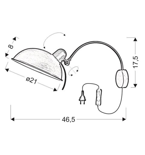 LAMPA ŚCIENNA KINKIET CANDELLUX NORA 21-53602 E14 CZARNY