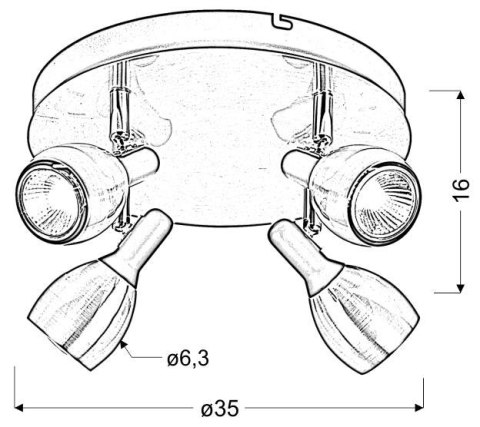 LAMPA SUFITOWA CANDELLUX CROSS 98-34878 PLAFON GU10 MIEDZIANY
