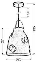 LAMPA SUFITOWA WISZĄCA CANDELLUX PATCH 31-43269 E27 SZARY + ZŁOTY DEKOR