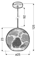 LAMPA SUFITOWA WISZĄCA CANDELLUX SFINKS 31-43276 KULA E27 AŻUROWY JASNO BRĄZOWY