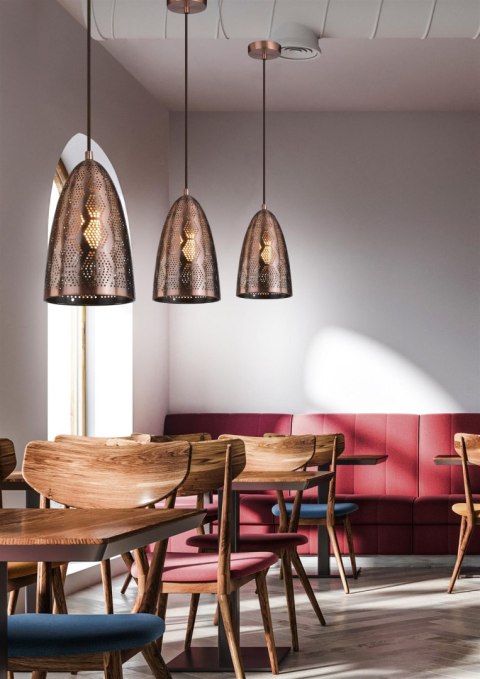 LAMPA SUFITOWA WISZĄCA CANDELLUX SFINKS 31-43313 STOŻEK E27 AŻUROWY MIEDZIANY