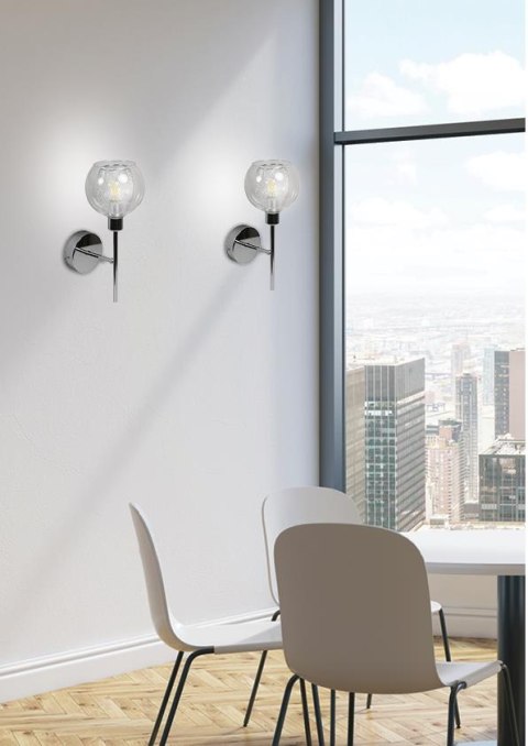 LAMPA SCIENNA KINKIET CANDELLUX OZZO 21-72184 CHROM KLOSZ BEZBARWNY