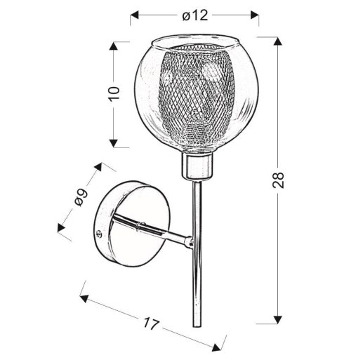 LAMPA SCIENNA KINKIET CANDELLUX OZZO 21-72184 CHROM KLOSZ BEZBARWNY