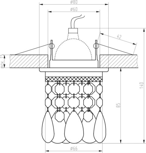 OPRAWA STROPOWA CANDELLUX SK-64 CH/WH MR16 CHROM OPR. STROP. DEKORACYJNA BIALA MR16 50W