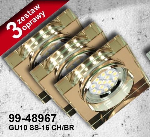 ZESTAW TRZECH OPRAW CANDELLUX SS-16 GU10 LED Z ŻARÓWKĄ LED SZKŁO BRĄZOWE