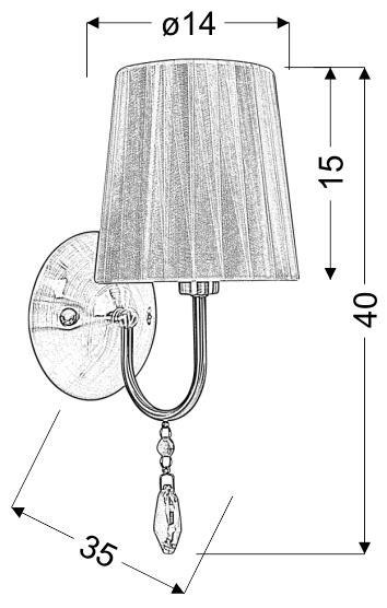LAMPA ŚCIENNA KINKIET CANDELLUX SORENTO 21-38036 E14 CHROM ABAŻUR CZARNY