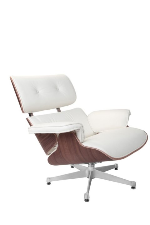 Fotel Vip biały/walnut/srebrna baza TP