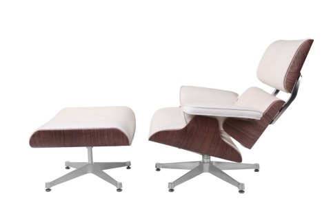 Fotel Vip biały/walnut/srebrna baza TP