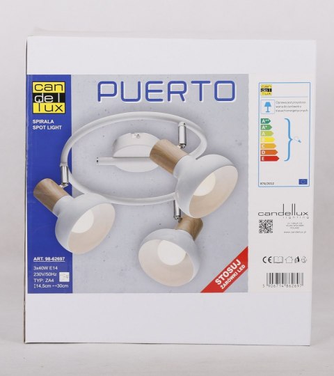 LAMPA SUFITOWA CANDELLUX PUERTO 98-62697 SPIRALA E14 BIAŁY