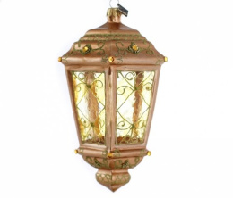 Bombka choinkowa szklana latarnia ręcznie malowana 16 cm