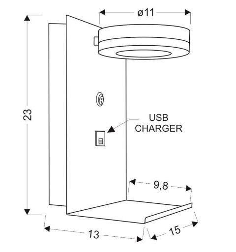 COMPACT LAMPA KINKIET 4W LED BIAŁY + ŁADOWARKA USB