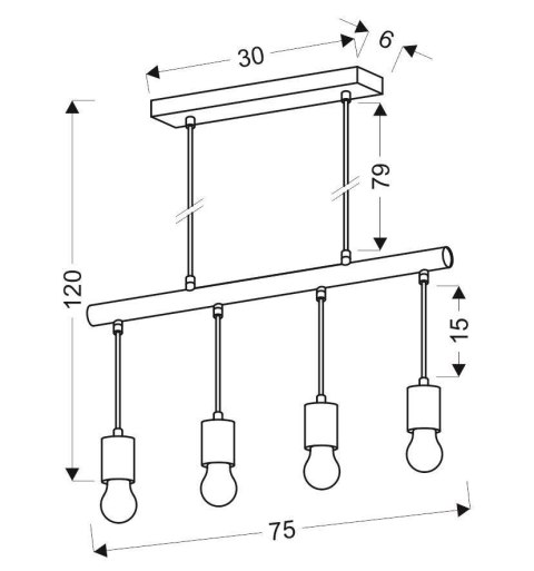 IZZY LAMPA WISZĄCA 4X60W E27 CZARNY