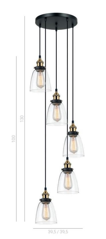 Lampa wisząca czarno złota zwis sufitowy Francis