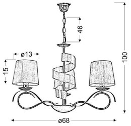 Lampa sufitowa żyrandol chromowy 3x40W Denis Candellux 33-23414