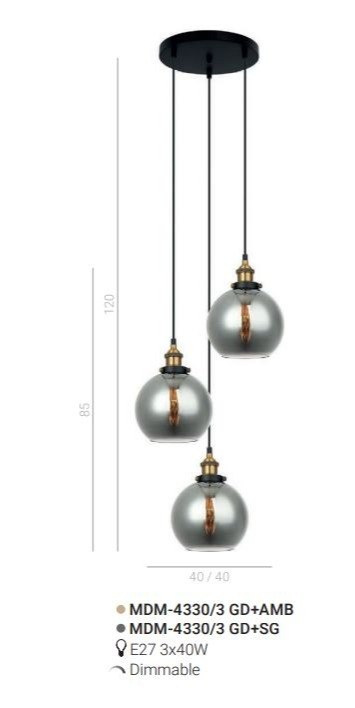 LAMPA WISZĄCA CARDENA MDM-4330/3 GD+SG Italux