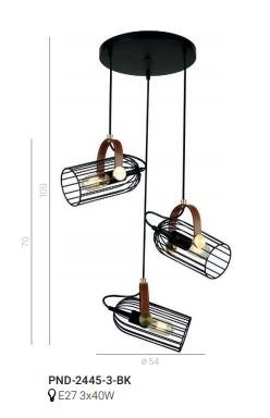 Lampa wisząca ANTOIN PND-2445-3-BK Italux