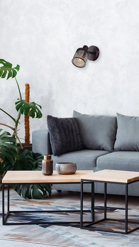 Kinkiet kawowe złoto klosz bursztynowy 40W E14 Canabera Candellux 91-81377