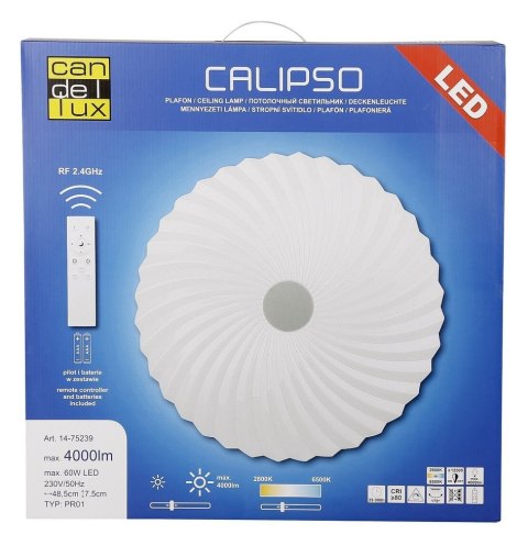 CALIPSO LAMPA SUFITOWA PLAFON 60W LED 48,5 CM ZMIENNA BARWA I JASNOŚĆ