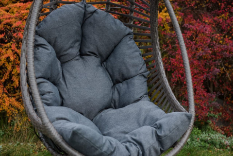 Fotel wiszący kokon kosz bujany szary technorattan