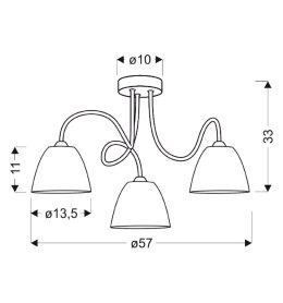 Lampa sufitowa chromowa szklany klosz 3x40W E14 Elf Candellux 33-72580