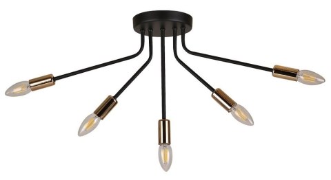 Lampa sufitowa czarno-złota 5x40W E14 Tiara Candellux 35-79268