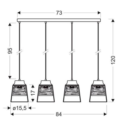Lampa wisząca czarno-złota szklany klosz 4x60W E27 Fresno Candellux 34-78124
