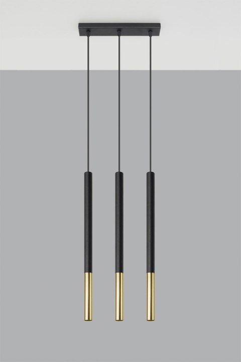 Lampa wisząca tuby MOZAICA 3L czarny/złoto